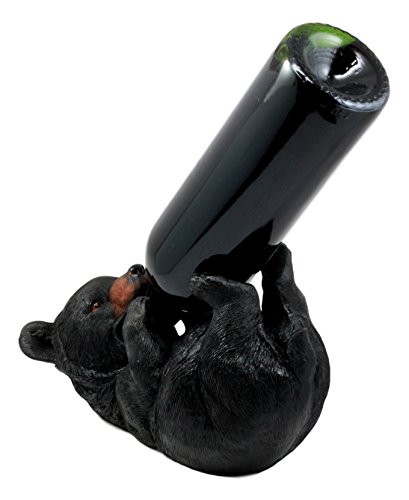 Ebros Grandfather Mountain Black Bear Wine Holder Figurine 9" Long Winter Hibernation Bear-Tonic Decor Sculpture #TOP3