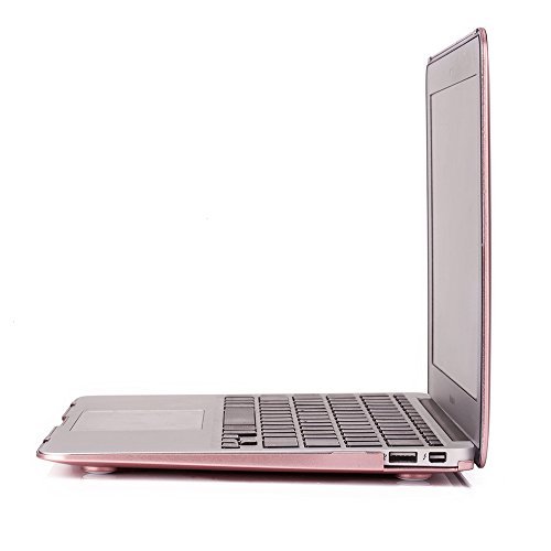 Ruban Case Compatible With Macbook Air 11 Inch Release (A1370/A1465) - Slim Snap On Hard Shell Protective Cover And Keyboard Cover For Macbook Air 11, Rose Gold #TOP5