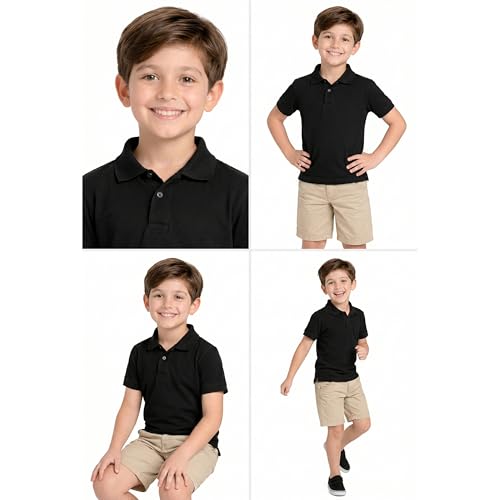 Image of Kids Boys Polo T-Shirt | Half Sleeves | Organic Cotton Rich Bio-Wash Fabric | Ultra Soft & Breathable | Regular Fit | Plain Solid Colour Casual Wear & School Uniform