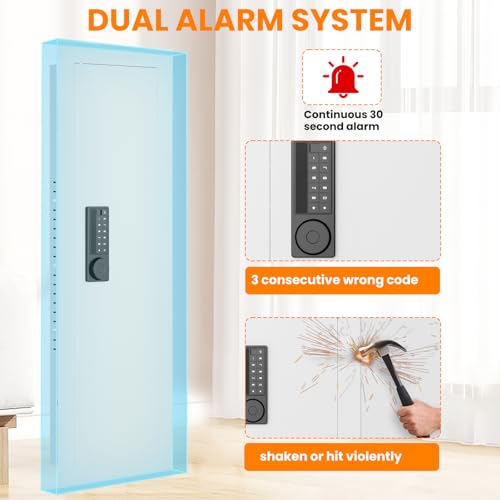 Image of 47.24 inch Wall Safe Between the Studs, Hidden Safe with Removable Pegboard, Wall Gun Safe with 3 Adjustable Shelves and Magnetic Slot (White-Digital)