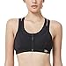 Produktbild Yvette Starker Halt Sport BH Vorderverschluss Zweiteilig Größe Größe Ohne Bügel für Fitness Lauf Joggen, Schwarz, 3XL