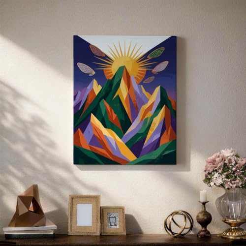 Lienzo abstracto de amanecer para decorar tu sala de estar moderna 5