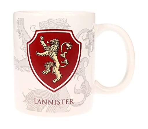 Juego de Tronos - Taza de cerámica con diseño Escudo Lannister (SD Toys SDTHBO02092) Taza Escudo Lannister Game of Thrones, Cerámica, Blanco, 9 cm | Ya disponible en tu tienda friki favorita! En mundofriki.es!