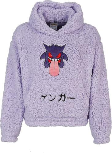 Pokémon Ectoplasma Femme Sweat-Shirt à Capuche Lilas XXL 100% Polyester Regular/Coupe Standard
