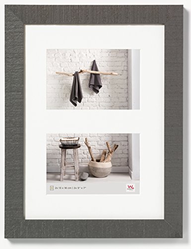 Walther Design-Walther, Home, Marco Multifoto De Madera Para 2 Fotos, HO218D, 29.8 x 39.9 cm, Gris