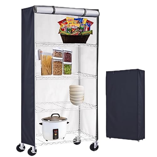 Harry Forest Waterproof Shelf Cover,600D Heavy Duty Wire Shelving Unit Cover,Shelf Display Rack Protector with Zipper,(Black,Fits 36