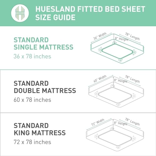 Image of HUESLAND by Ahmedabad Cotton 144 TC Cotton Elastic Fitted Bedsheet for Single Bed with 1 Pillow Cover | 36 x 78 inches