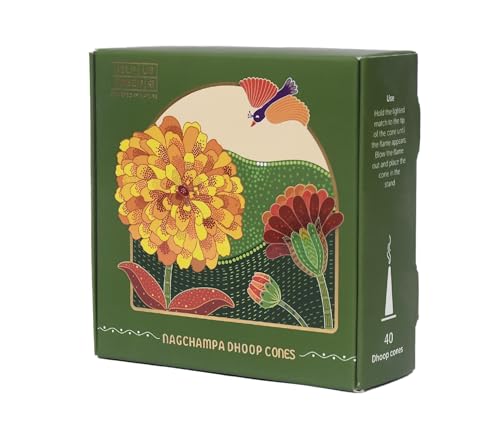 Image of Natural Incense Fragrance Lemon Grass and Nagchampa Dhoop Cones with Holder (80 pcs) | Havan for Pooja, Home & Festivals I Natural Guggal /Loban Original |Pack of 2 (40 Cones /Pack)