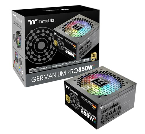 Thermaltake Germanium Pro 850W Netzteil | RGB | ATX 3.1 | Gen 5.1 12V-2x6 Anschluss | ultraleise Smart-Zero-Funktion | 80Plus Gold | Modular