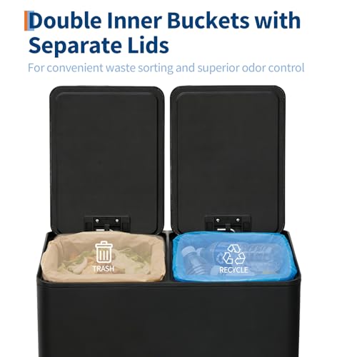 Caneca de Basura Doble Compartimento 2 x 30L Negro miniatura 4