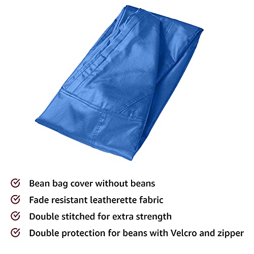 Image of Amazon Brand - Solimo XXXL Faux Leather Bean Bag Cover Without Beans (Blue)