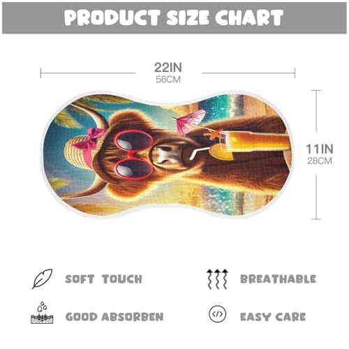 Highland Cow Summer Beach Baby Burp Cloths Absorbent Muslin Soft Burp Cloth Rags Cotton Burp Clothes for Girl Unisex Boy Newborn 1 Pack 22x11 Inches2