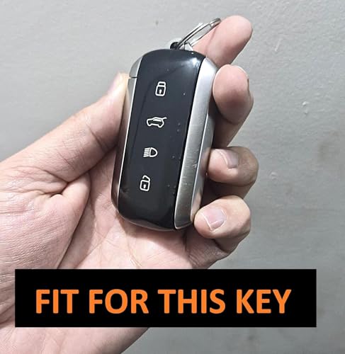 Image of KMH Metal Shell Soft Silicone Key Cover Compatible with Tata Curvv, Curvv EV Electric SUV 4 Buttons Smart keycover with Keychain Key Shell Case Holder Protector (Metallic)