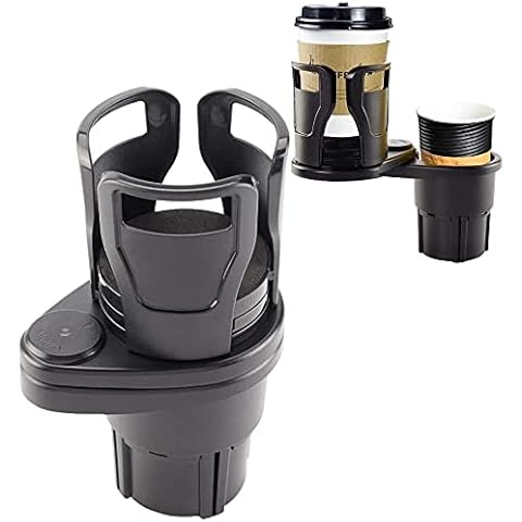 2 in 1 Multifunctional 2 Cup Holder,Car Cup Holder Expander Adapter,Mount Extender with 360°Rotating Adjustable Base to Hold Most 17oz - 20 oz Bottles Drink Coffee up to 5.9" Inch Cover