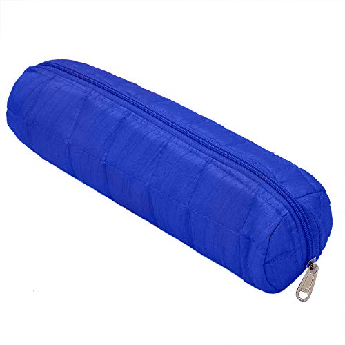 Kuber Industries Cotton Watch Case, Bangle Box/Wrist Watch Holder/Watch Organizer/Bracelet Pouch Zip Top Watch Case With One Roll (Blue)-Kubmart16102, Pack of 1