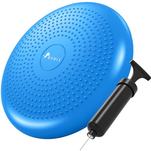 ROMIX Cojín oscilante, inflable de 34 cm, con bomba de estabilidad, disco de equilibrio antideslizante, asiento de entrenamiento de postura para silla de oficina en casa, terapia de fisioterapia para