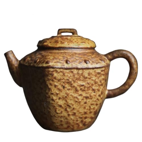 Tetera de cerámica artesanal con relieve de piedra estilo zen