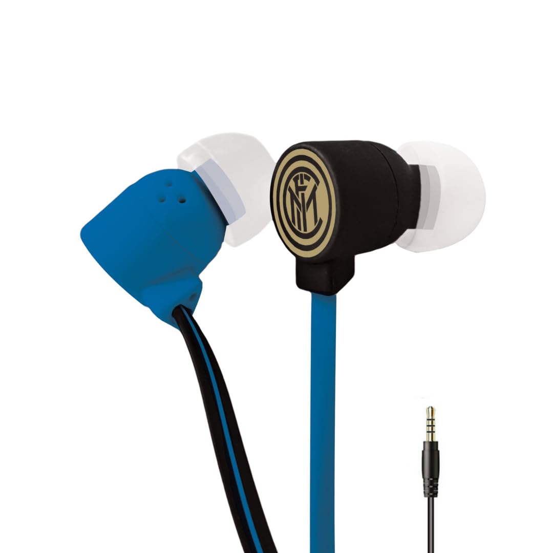Inter - Cuffie In-Ear con Jack 3.5mm | Auricolari con filo, microfono e tasti funzione | Suono Potente e Bassi Profondi | Compatibili con PC, Smartphone e Tablet | Ideali per Musica e Chiamate