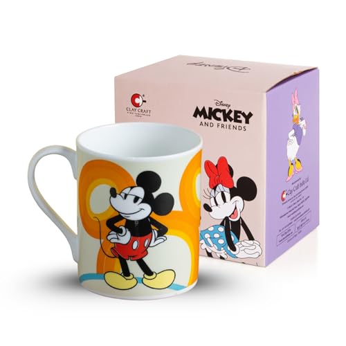 Image of Clay Craft - Official Disney Mugs : Mickey Mouse inchMickey Vibes inch Print, Fine Ceramic Coffee Mug, 360 Ml |Cartoon Character Gift Mug for Kids & Adults | Microwave & Dishwasher Safe