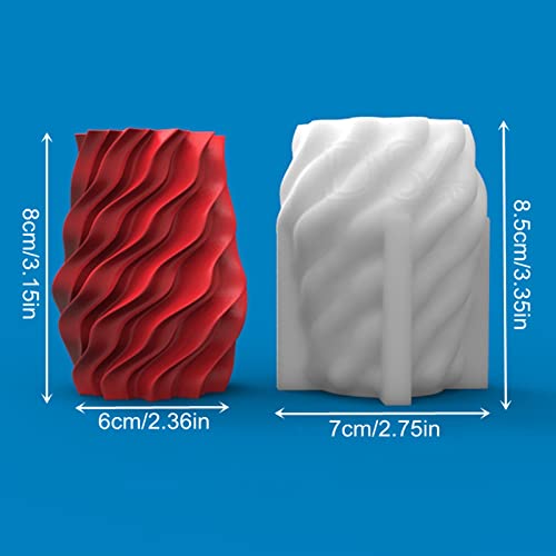 3D Cylindrical Wave Spiral Candle Silicone Mold Irregular Geometric Pillar Swirl Candle Soap Mold Fondant Chocolate Cake Baking Mould Plaster Clay Resin Epoxy Mold - Thumbnail 2