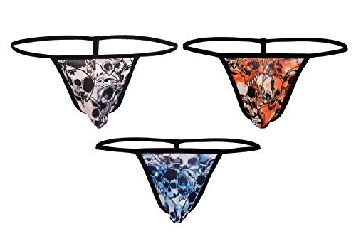 Swbreety Men's Sexy G-String Low Raise T-Back Thong Skull Print Underwear