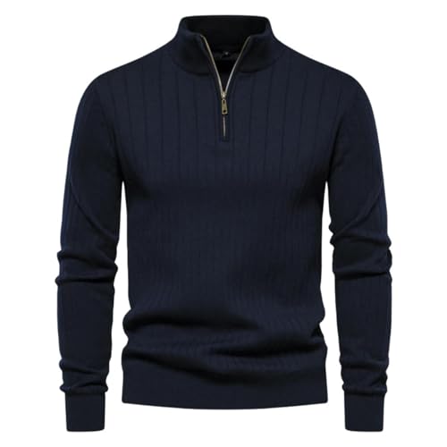 Pull en tricot semi-zippé homme col montant élégant