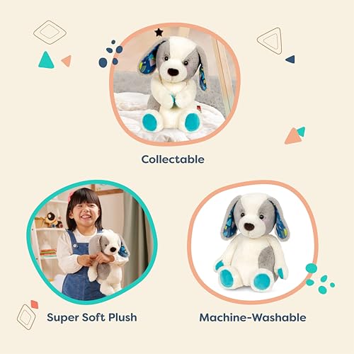 Image of B. toys Dog Stuffed Animal, Happyhues Candy Pup, Washable, White & Grey Dog