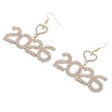 Abaodam Pendientes Colgantes de Año 2026 Dorados Gemas de Imitación Brillantes, Accesorios Festivos para Mujer, Joyas para Nochevieja y Fiestas Navideñas, Diseño Elegante para Boda y Uso