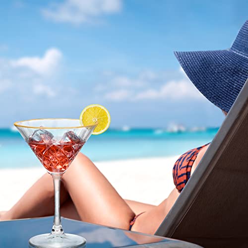 Martini Glasses, Gold Rim Coupe Glasses Set Of 2, Lead-Free Crystal Cocktail Glasses, Modern Design Coupe Martini Glasses, Crystal Champagne Glasses, Margarita Glass Set For Bar, Fancy Goblet Gift Set #TOP3