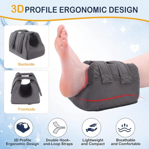 Image of Novabright 2 Pcs 3D Heel Protectors Foot Wedge Pillows Support Boot Bed Sore Pillow for Pressure Sores Bedridden Patients Relief Pressure Ankle Ulcers (Gray)