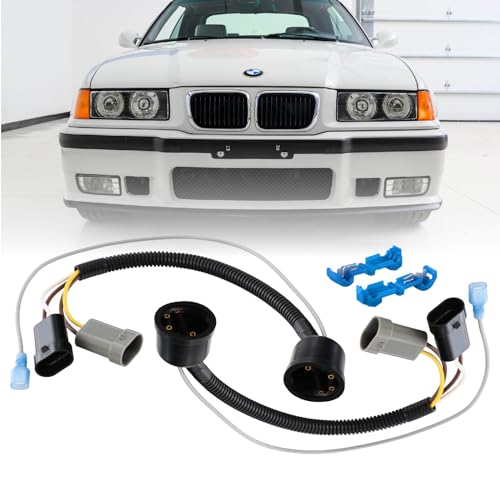 92-99 E36 3-Series Euro Headlight Wire Adapter for US Spec Low/High Beam – Head Light Wire Connector Plug (2 Piece) - Compatible with 1992-1999 BMW 3 Series E36 Coupe, Sedan and Convertible All Models