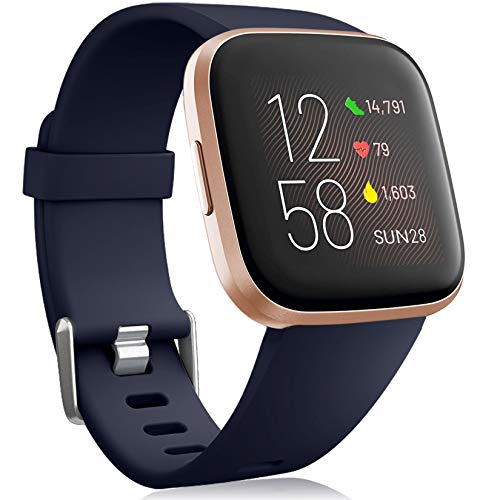 Oielai Wristband for Fitbit Versa 2, Silicone Sport Classic Replacement Band for Women or Men, 11 Dark Blue, S 5.5"- 7.1"