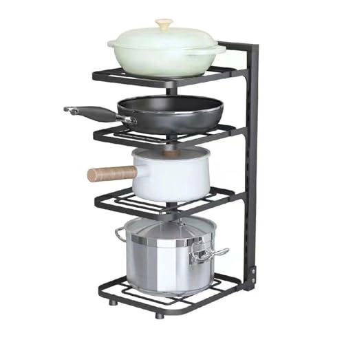 Felenny Étagère de rangement réglable à 4 niveaux pour casseroles et poêles - Organiseur sous évier - Noir