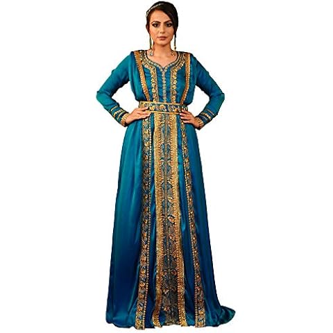 Kolkozy Fashion Women's Thread Work Morrcon Kaftan Dark Sea Green Size 4X Cover