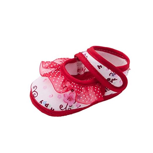 Sapatos para bebês recém-nascidos meninas sapatos macios sola renda estampa floral calçado berço interior (vermelho, 12-18 meses)