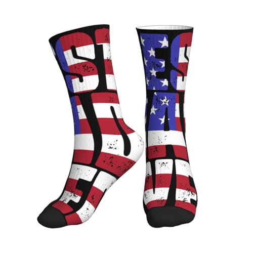 Best Dad Ever Father's Day American Flag 16 Inch Crew Socks Novelty Athletic Sock for Women Men