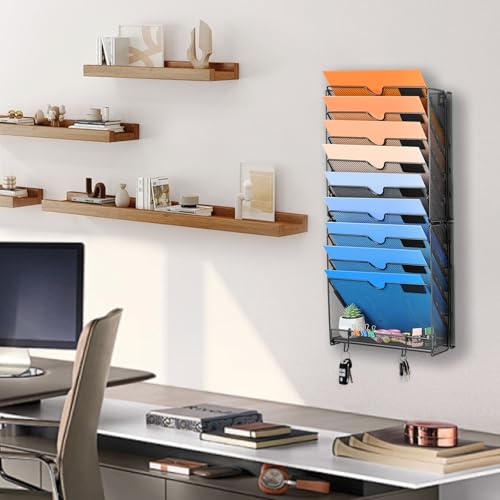 Wall-File-Organizer-10-Pockets-Mesh-Hanging-File-Organizer-Wall-Mount-File-Paper-Folder-Holder-With-Hooks-Wall-Organizer-Magazine-Document-Mail-for-Office-School-Black