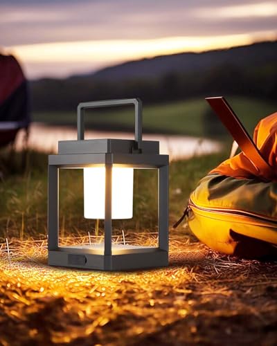 Image of Solar Lanterns Outdoor Table Lamp, Led Lamps for Nightstand, Outdoor Table Lamp for Patio Waterproof, Cordless Battery Operated Lamp, Rechargeable Solar Lantern for Reading Decor Camping