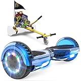 GeekMe Hoverboards mit Sitz, Hoverboards Hoverkart,Hoverboards Go-Kart mit Bluetooth-Lautsprecher LED-Leuchten, Geschenk für Kinder Jugendliche Erwachsen