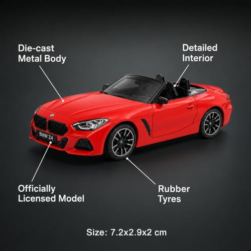 Image of Wizplex CCA Officially Licensed BMW Z4 M40i 1:64 Scale Die Cast Metal Car - Collectible Alloy Roadster Model with Free-Rolling Wheels, Display Showpiece for Kids 3+ & Car Enthusiasts