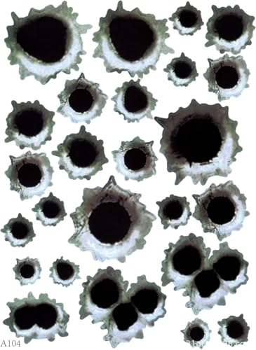 Image of 3D Bullet Hole and Scratch Car Stickers, Simulation Stereoscopic Fake Gun Bullet Holes Stickers, Automotive Tattoo Decorations, Waterproof Car Decals, Automotive Decals (Bullet Hole)