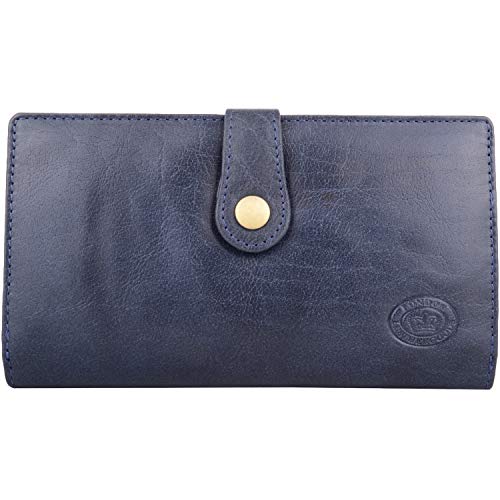 Portefeuille cuir froissé pour femme compagnon bleu marine de voyage