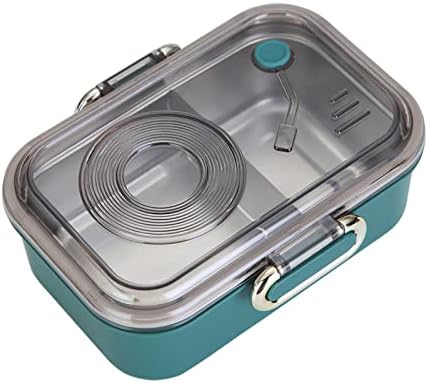 Bento Box, 950ml Stainless Steel Lunch Box with 2 Compartments, Leakproof Portable Lunch Box, Insulated Food Storage Container for Adults Kids Work, School, Home Use (Green)