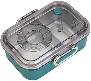 Bento Box, 950ml Stainless Steel Lunch Box with 2 Compartments, Leakproof Portable Lunch Box, Insulated Food Storage Container for Adults Kids Work, School, Home Use (Green)