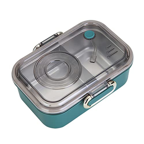 Bento Box, 950ml Stainless Steel Lunch Box with 2 Compartments, Leakproof Portable Lunch Box, Insulated Food Storage Container for Adults Kids Work, School, Home Use (Green)