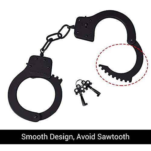 Bedsecret Handcuffs Double Lock Steel Police Edition Professional Grade Handcuffs,Hand Cuffs Cop with Keys(black)