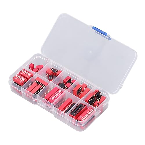 45-teiliges DIP-Schalter-Sortiment-Set, Ein-Aus-Kippschalter, 2,54 Mm, Bereich 1, 2, 3, 4, 5, 6, 7, 8, 9 P für Leiterplatten, Testplatinen, Leiterplatten