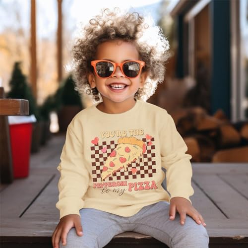 Image of MODNTOGA Toddler Girl Boy Valentines T-Shirt Love and Pizza Graphic Tee Funny Letter Pullover Tops Long Sleeve Shirt