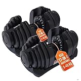 HAKENO 17 in 1 Adjustable Dumbbell 2x40kg Weight Set Weights Space Saver Dumbbells for Home Gym（2pcs set）