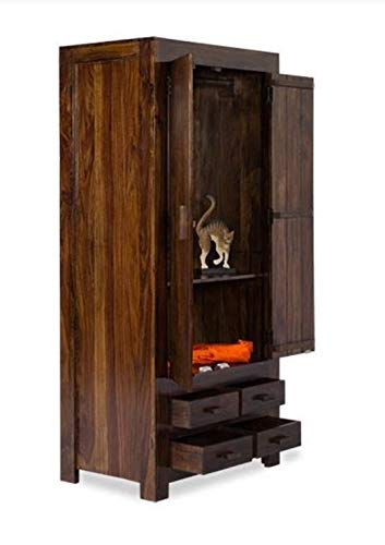 Image of Sheesham Solid Wood Romeo Storage Wardrobe for Bedroom